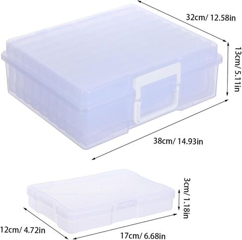 DOITOOL Photo Storage Organizer Box with Handle Portable Plastic Photo and Craft Storage Box with 18 Inner Cases Multifunctional for Home Use in Kuwait