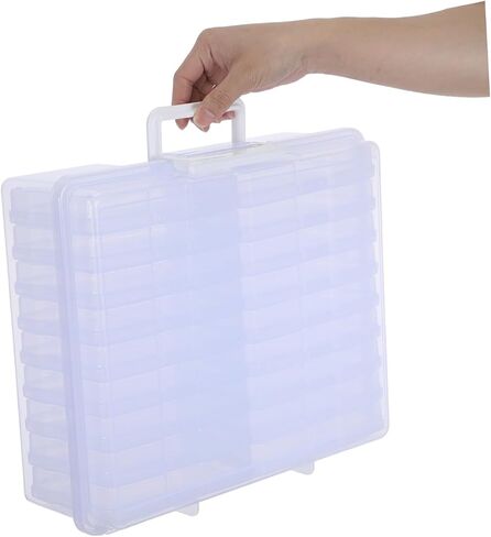 DOITOOL Photo Storage Organizer Box with Handle Portable Plastic Photo and Craft Storage Box with 18 Inner Cases Multifunctional for Home Use in Kuwait