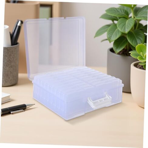 DOITOOL Photo Storage Organizer Box with Handle Portable Plastic Photo and Craft Storage Box with 18 Inner Cases Multifunctional for Home Use in Kuwait