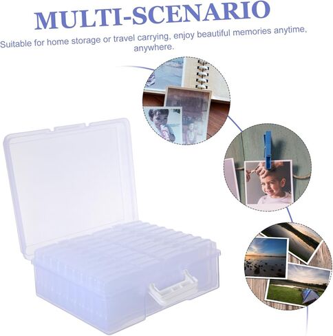 DOITOOL Photo Storage Organizer Box with Handle Portable Plastic Photo and Craft Storage Box with 18 Inner Cases Multifunctional for Home Use in Kuwait