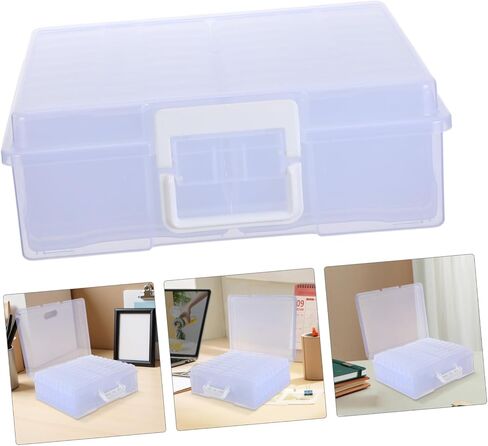 DOITOOL Photo Storage Organizer Box with Handle Portable Plastic Photo and Craft Storage Box with 18 Inner Cases Multifunctional for Home Use in Kuwait