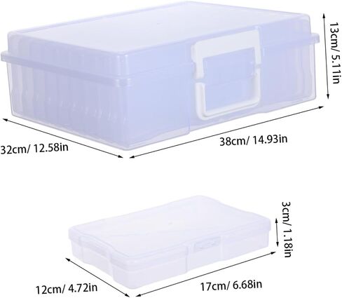 ULTECHNOVO Photo Box Organizer with 18 Inner Photo Storage Cases, Lightweight Plastic Storage Container with High Transparency Design and Handle, for Travel and Home Use in Kuwait