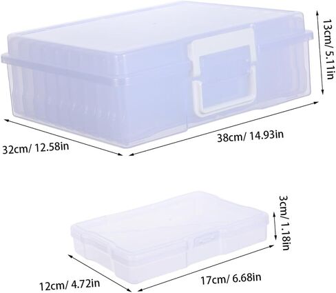 COHEALI Photo Storage Box with 18 Inner Plastic Cases and Handle, Lightweight Multifunctional Organizer for Photos, Postcards, and Valuables, for Home Use and Travel in Kuwait