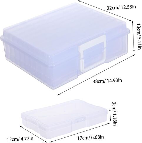 COHEALI Photo Storage Box with 18 Inner Plastic Cases and Handle, Lightweight Multifunctional Organizer for Photos, Postcards, and Valuables, for Home Use and Travel in Kuwait
