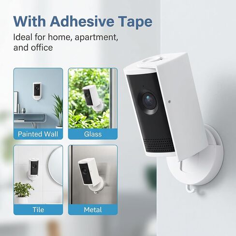 No Drill Camera Mount for Ring Indoor Cam Plus 2K and Ring Indoor Cam, 2 Pack No-Damage Adhesive Wall Mount with Optional Reinforcement Screws, Perfect for Apartments & Home Rentals, White in Kuwait