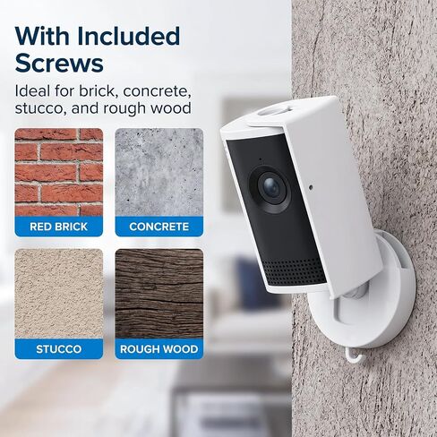 No Drill Camera Mount for Ring Indoor Cam Plus 2K and Ring Indoor Cam, 2 Pack No-Damage Adhesive Wall Mount with Optional Reinforcement Screws, Perfect for Apartments & Home Rentals, White in Kuwait