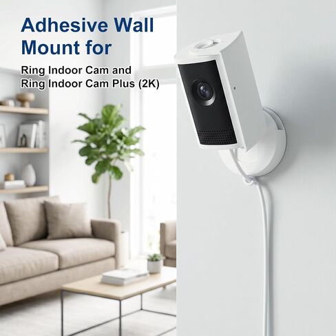 No Drill Camera Mount for Ring Indoor Cam Plus 2K and Ring Indoor Cam, 2 Pack No-Damage Adhesive Wall Mount with Optional Reinforcement Screws, Perfect for Apartments & Home Rentals, White in Kuwait