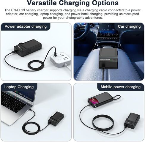 EN-EL19 Battery Charger for Nikon Coolpix A100 S3500 S6900 S33 S2800 S100 S2750 S3300 S3400 S3600 S4200 S4300 S4400 S5200 S5300 S6400 S6500 S6600 S6700 S6800 S7000 Camera with USB Micro Cable in Kuwait
