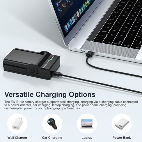 EN-EL19 Battery Charger for Nikon Coolpix A100 S3500 S6900 S33 S2800 S100 S2750 S3300 S3400 S3600 S4200 S4300 S4400 S5200 S5300 S6400 S6500 S6600 S6700 S6800 S7000 Camera with USB Micro Cable in Kuwait