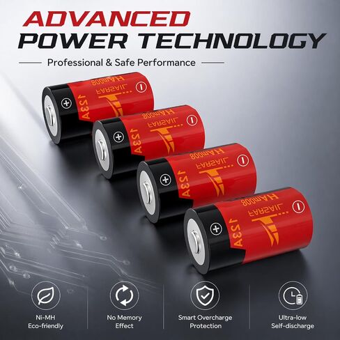 123A Rechargeable Batteries, FARSAIL 4-Pack ICR17335 NiMH Batteries and Charger for Arlo Camera VMS3130 VMC3030 VMK3200 VMS3330 3430 3530, Alarm System, Flasglight in Kuwait