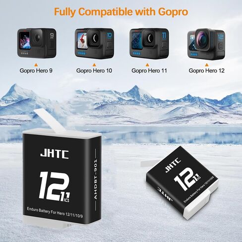 Enduro Rechargeable Battery 2-Pack (1800mAh) for GoPro Hero 12, 11, 10, 9 Black Cameras in Kuwait
