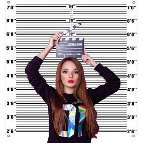 Zliisang 4.3 × 4.9ft خلفية mugshot لالتقاط الصور الفوتوغرافية القبض على ارتفاع التصوير الفوتوغرافي خلفية الصورة كشك الدعائم خلفية القتل الغموض زينة الحفلات علامات mugshot لحفلة عيد ميلاد العازبة in Saudi Arabia