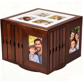 Wooden Rotating Album Box, DIY Home Photo Storage Box for 400 Photos, 6x4 Inch Photo Frame Insert Cube Boxes with Swivel Base, for Home Decor, Weddings, Anniversaries in Saudi Arabia