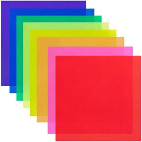 BANLTRE 8 Pieces 12 x 12-Inches Transparent Color Correction Lighting Gel Filter - Colored Gel Light Filter Plastic Sheet in Kuwait