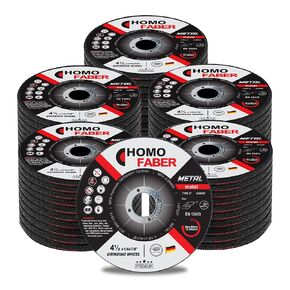 HOMO FABER 25 Pack Grinding Wheels 4 1/2 Inch, Angle Grinder Disc | 4 1/2'' Grinding Wheels, Grinding Disc, 1/4" Thick, 7/8'' Arbor Depressed Center Grinder Wheel for Metal & Steel Grinding in Saudi Arabia