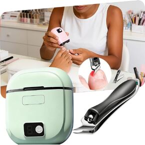 Electric Nail Clipper, 2026 Improved Nail Clippers Set, Includes an Automatic 2-in-1 Nail Clippers (with LED Light & Storage Box), an Oblique Nail Clippers, Ideal for All Your Nail Care Needs - Green in Kuwait