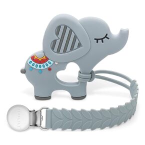 Teething Toys for Babies, Baby Teethers with Clip | Silicone Baby Teether Toys for Boys and Girls Infant Teething Relief for Teething Elephant Shape, Gray in Kuwait