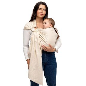 WildBird - Ring Sling Baby Carrier - 0-36 Months (up to 35 lbs) - Standard (74") Sparrow & Rose Gold Ring - Front, Hip or Back Carry - Adjustable Fit - Natural Linen - Baby Essentials - New Mom Gifts in Saudi Arabia