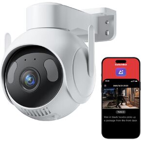 SwitchBot 3K PTZ Outdoor Security Camera, AI Video Search, Scene Alert & Daily Activity Report, 360° Auto Tracking, 5MP, 2.4GHz WiFi, Compatible with Alexa, Google, HA Through RTSP in Kuwait