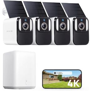 Anona 4K Solar Security Cameras Wireless Outdoor Home SmartBase System, 4 Cam-Kit, Solar Powered, 8MP Color Night Vision, 24/7 AOV Recording, No Monthly Fees, AI Detection, Easy Setup, IP67 in Saudi Arabia