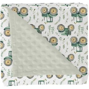 Watercolor Green Tractors Baby Blankets for Girl Boy Farm Tractors Boho Leaves Soft Mink Dotted Backing Double Layer Swaddle Receiving Blanket Farm Life Bed Throws for Newborn Toddler Crib 30x40 in Kuwait