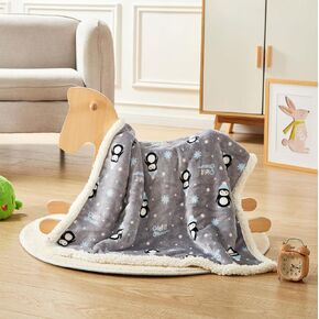 Flannel Baby Blanket Reversible Super Soft Blankets for Boys Girls Infant Newborn Sherpa Receiving Blankets for Crib Stroller Blue Dinosaur 30" x 40" in Kuwait