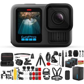 GoPro HERO13 Black Camera with 3 Enduro Batteries | Waterproof 5.3K60 Action Camera with Dual-Battery Charger & SanDisk 64GB Extreme SD Card | Head Strap 2.0 and Handler Floating Handgrip, Bundle Kit in Kuwait