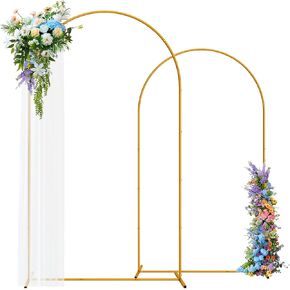 GOJAWAY 7.2 & 6.6 & 6FT Gold Arch Backdrop Stand, Metal Frame for Weddings | Background Stand with Square Base, Stability for Indoor & Outdoor Events, Quick Setup, for Balloon Arch, Graduation & Parties in Saudi Arabia