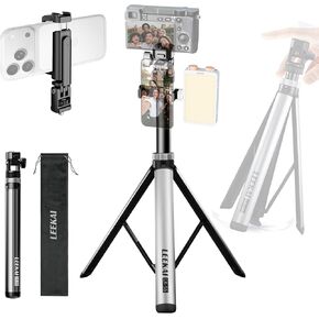 84" Auto Pop-Up Light Stand, Travel Tripod with 1/4" Screw & Phone Holder | LEEKAI LK56 Instant Setup Aluminum Alloy Photography Stand for Ring Light, Video Lights, DSLR Camera, Max Load 20lbs in Saudi Arabia