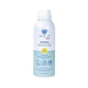 Aloe Up Kids Mineral Sunscreen Spray SPF 50, Zinc Oxide, 4.5 oz | Broad-spectrum mineral SPF 50; Gen2 zinc oxide, dries clear;, gentle for kids; Water resistant up in Kuwait