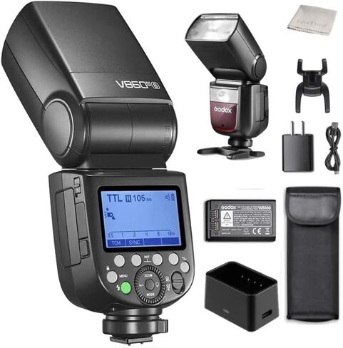 Godox V860III-N for Nikon Camera Flash Speedlight Speedlite Light | 76Ws 2.4G TTL HSS 1/8000s, 2600mAh Battery,480 Full-Power Flashes,0.01-1.5s Recycle Time,10 Levels LED Modeling Lamp Light in Kuwait