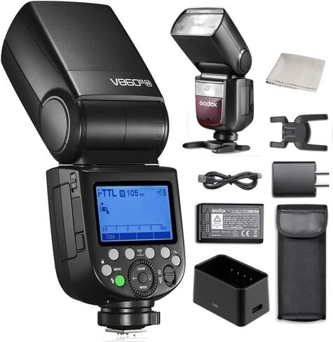 Godox V860III-N for Nikon Camera Flash Speedlight Speedlite Light | 76Ws 2.4G TTL HSS 1/8000s, 2600mAh Battery,480 Full-Power Flashes,0.01-1.5s Recycle Time,10 Levels LED Modeling Lamp Light in Saudi Arabia