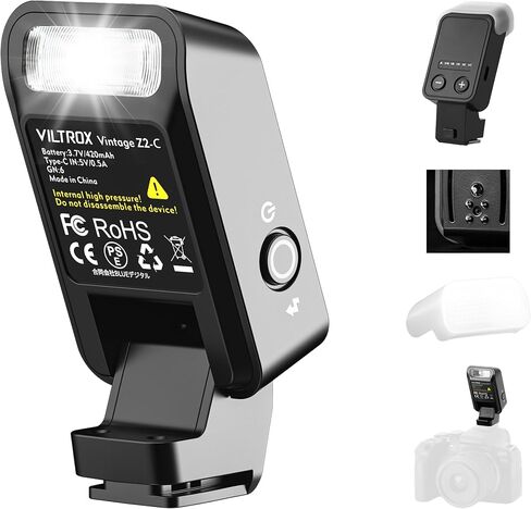 VILTROX Vintage Z2-N Mini Flash Speedlite, GN6 Powerful 6500k TTL On-Camera Flash Light, 5 Power Levels, 700 Full-Power, 10Ws Output, 2s Recycle Speedlite Flash Compatible with Nikon Cameras in Kuwait