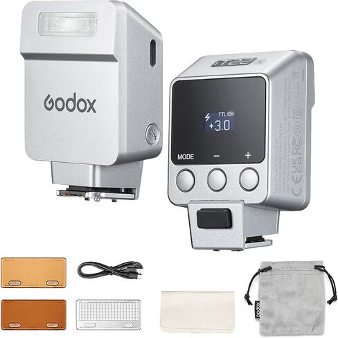 Godox iT22 iT22-N Flash for Nikon, Mini TTL Flash with Intuitive Screen, 1.5s Recycle, 700 Full Power Flashes, USB-C Charge, Built-in Battery, GODOX iT22N iT22 N Pocket Flash Speedlight (Silver) in Kuwait