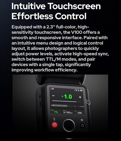 Godox V100 S V100-S 100W Flash for Sony, with LAPGOOD 24" Handheld Softbox | OLED Touchscreen Control, 2.4G Wireless TTL 1/8000 HSS, Buil-in Li-ion, 1.7s Recycle Time, 400 Full Power Flashes in Kuwait