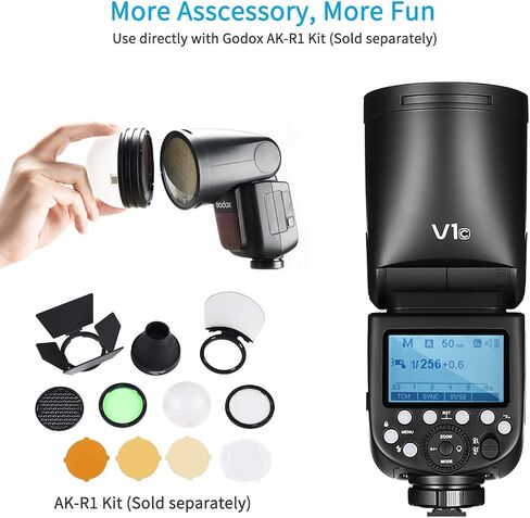 GODOX V1 V1-C V1C Camera Flash for Canon Flash Speedlite | 76Ws 2.4G TTL1/8000 HSS Godox Flash for Canon,480 Full Power Flashes,1.5s Recycle Time,LED Modeling Lamp(USA Version) in Kuwait