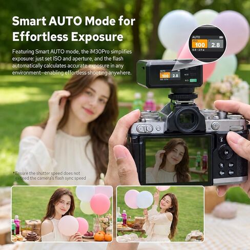 Godox iM30Pro iM30 Pro Mini Camera Flash, GN15 Mini Flash, AUTO/Manual Mode | 550 Full-Power Flashes, 1.5s Recycle Time, HD Color Screen, Built in Lithium Battery, Tiltable Head, Single-Contact Hotshoe in Kuwait