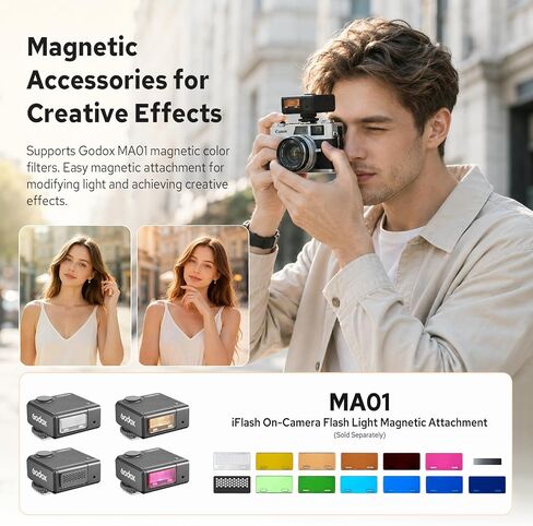 Godox iM30Pro iM30 Pro Mini Camera Flash, GN15 Mini Flash, AUTO/Manual Mode | 550 Full-Power Flashes, 1.5s Recycle Time, HD Color Screen, Built in Lithium Battery, Tiltable Head, Single-Contact Hotshoe in Kuwait
