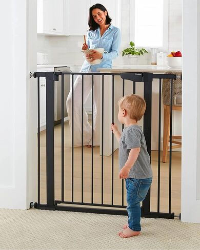 Cumbor 36 in Extra Tall Baby Gate for Doorways, 30-40.6 in Dog Gate Black | Mom's Choice Awards Winner, Double Lock, 2-Way Swing, Auto Close Child Gate for Toddler & Pets, Pressure or Hardware Mounted in Kuwait