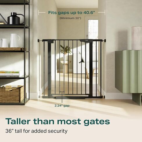 Cumbor 36 in Extra Tall Baby Gate for Doorways, 30-40.6 in Dog Gate Black | Mom's Choice Awards Winner, Double Lock, 2-Way Swing, Auto Close Child Gate for Toddler & Pets, Pressure or Hardware Mounted in Kuwait