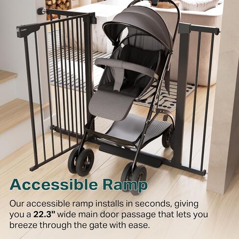 Cumbor 36 in Extra Tall Baby Gate for Doorways, 30-40.6 in Dog Gate Black | Mom's Choice Awards Winner, Double Lock, 2-Way Swing, Auto Close Child Gate for Toddler & Pets, Pressure or Hardware Mounted in Kuwait