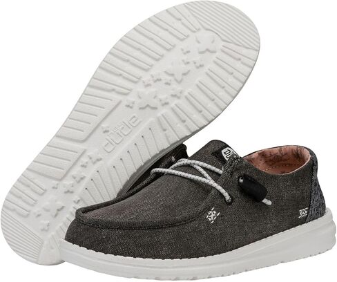 HEYDUDE Wendy Chambray Crosshatch Black Size 9 | Womens Shoes | Womens Slip-on Loafers | Comfortable & Light-Weight in Kuwait