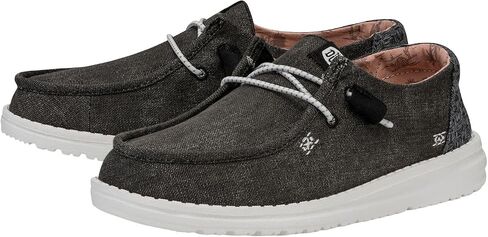 HEYDUDE Wendy Chambray Crosshatch Black Size 9 | Womens Shoes | Womens Slip-on Loafers | Comfortable & Light-Weight in Kuwait