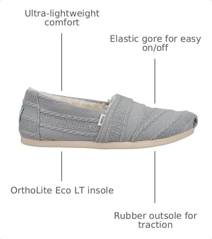 TOMS Womens Alpargata Cozy Slip On Flats Casual - Grey - Size 7 B in Kuwait
