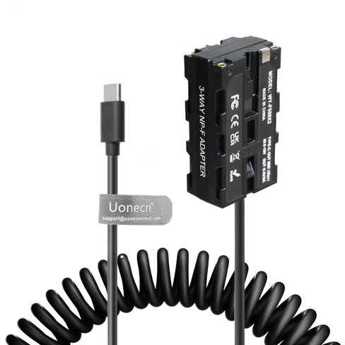 Uonecn USB C to NPF Dummy Battery Dual-Sided Cross-Shaped for Atomos| SmallHD Monitor, Wireless Transmission, NP-F550| F570| F770| F970 Dummy Battery Coiled Cable with USB-C PD Output in Kuwait