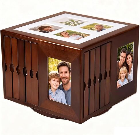 Wooden Rotating Album Box, DIY Home Photo Storage Box for 400 Photos, 6x4 Inch Photo Frame Insert Cube Boxes with Swivel Base, for Home Decor, Weddings, Anniversaries in Kuwait