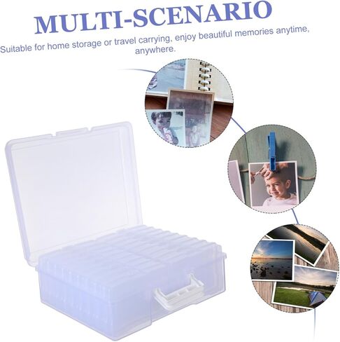 Sewroro Photo Storage Box with 18 Inner Dividers, Plastic Photo Organizer Container for 4"x6" Pictures and Cards, Portable Storage Bin with Handle for Photography and Small Items in Kuwait