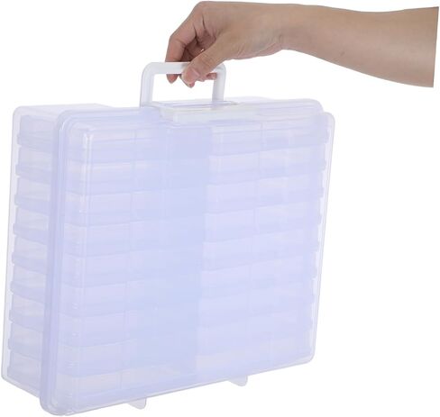 Sewroro Photo Storage Box with 18 Inner Dividers, Plastic Photo Organizer Container for 4"x6" Pictures and Cards, Portable Storage Bin with Handle for Photography and Small Items in Kuwait