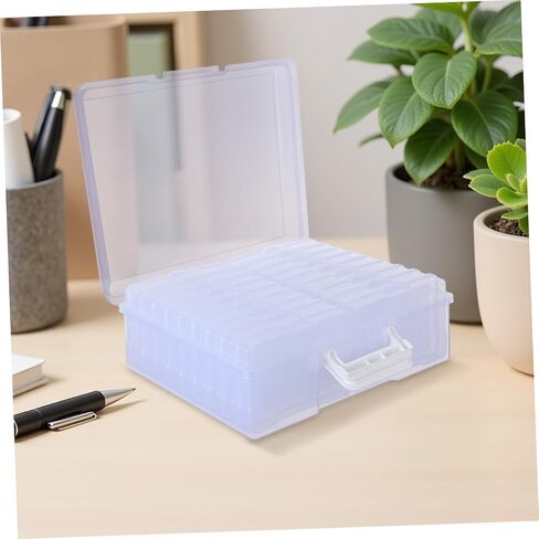 Sewroro Photo Storage Box with 18 Inner Dividers, Plastic Photo Organizer Container for 4"x6" Pictures and Cards, Portable Storage Bin with Handle for Photography and Small Items in Kuwait