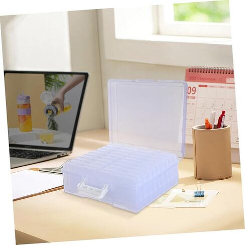 Sewroro Photo Storage Box with 18 Inner Dividers, Plastic Photo Organizer Container for 4"x6" Pictures and Cards, Portable Storage Bin with Handle for Photography and Small Items in Kuwait